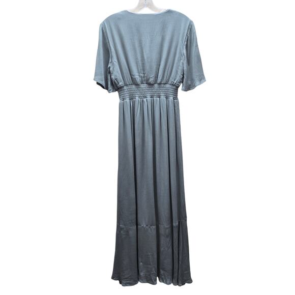 Blue Rain Women's Embroidered Floral Maxi Dress Flutter Sleeves Green Size Small - Picture 2 of 8